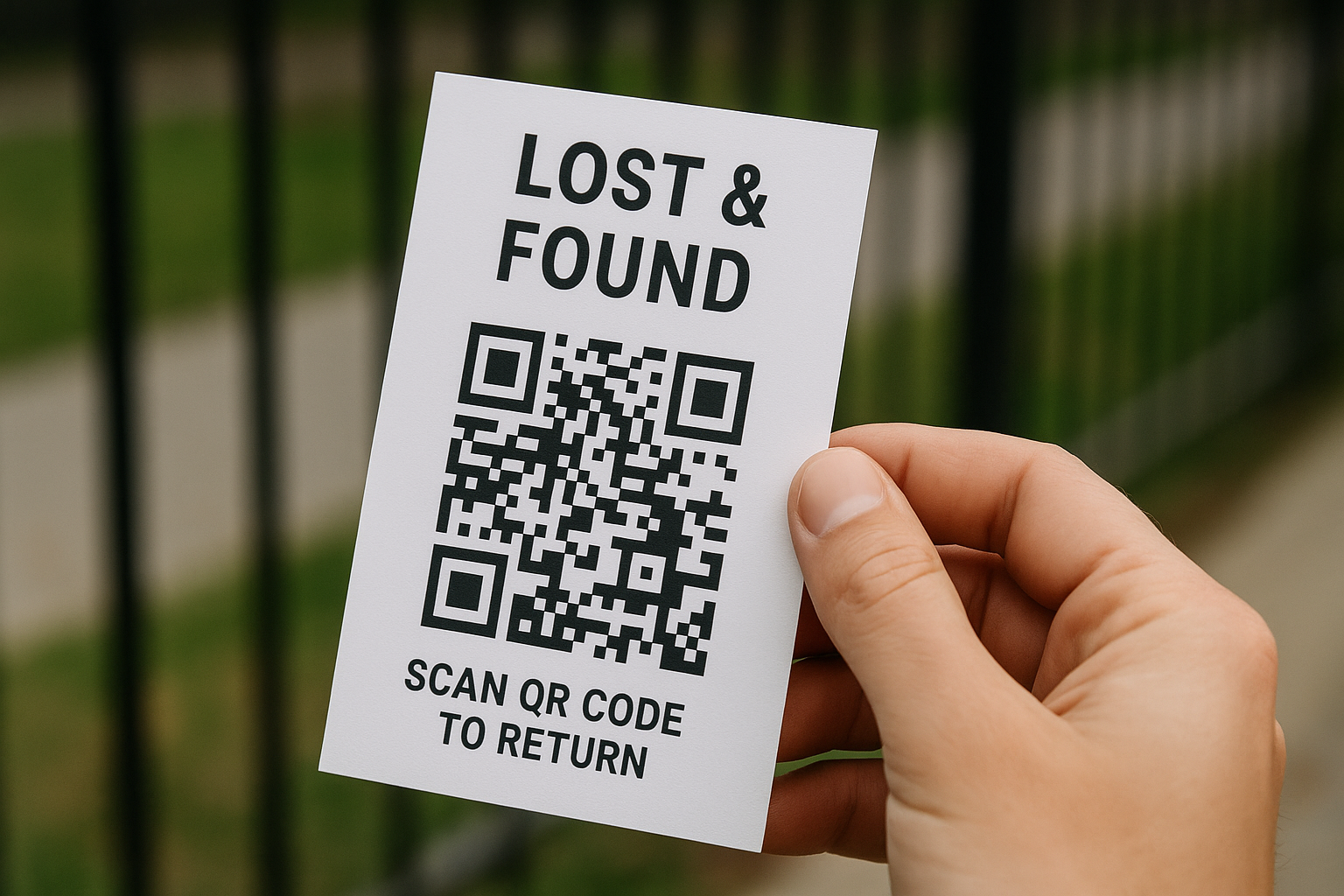 Lost and Found QR code on a keychain