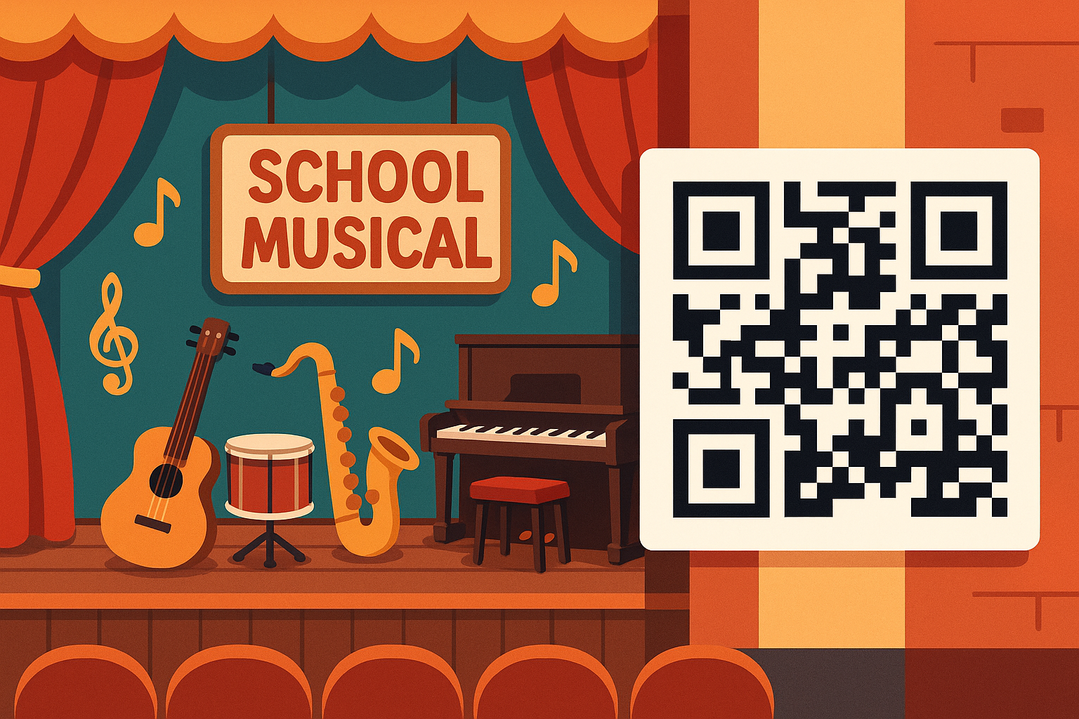 School performance with QR code in program